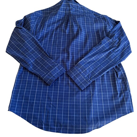 Van Heusen Men's XL 17 - 17.5 Blue Check Long Sleeve Button Down Shirt NWT - Picture 2 of 4